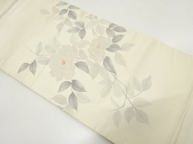 JAPANESE NAGOYA OBI / EMBROIDERY / BRANCH FLOWER / ARTIST WORK